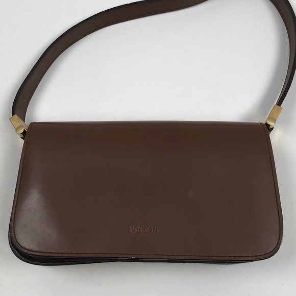 Vintage Y2K Brown Faux Leather 2000s Shoulder Bag Small Purse - Picture 2 of 7